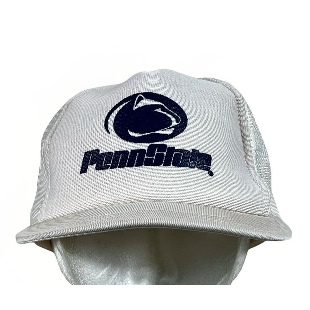 Vintage Penn State Nittany Lions White w/ Blue Script Snapback Hat Made in USA